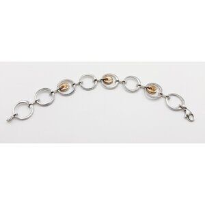 FRANZ BREUNING Rhodium and Rose Gold Plated Sterling Silver Bracelet‎ 7.5”